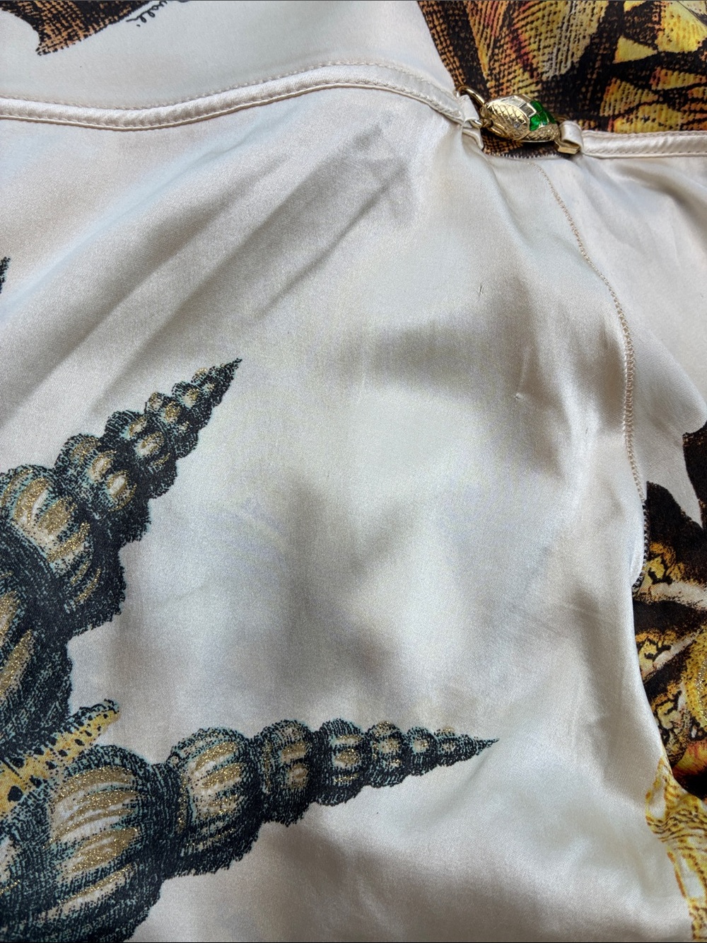 Roberto Cavalli SS 2005 Silk Seashell Pants Gold Sparkle Jeweled Snake RARE XL - Picture 15 of 16